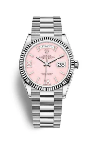 Rolex - 128239-0021 Day-Date 36 White Gold / Fluted / Opal-Diamond / President