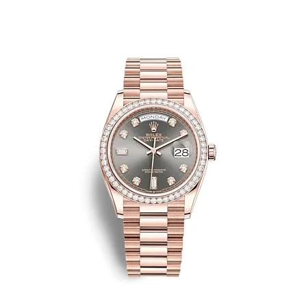 Rolex - 128345RBR-0053 Day-Date 36 Everose Gold - Diamond / Slate - Diamond / President - Diamond
